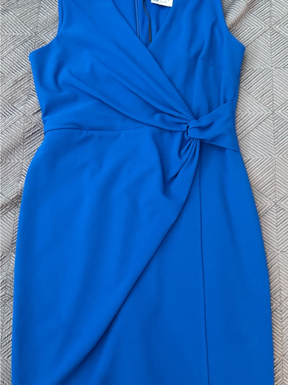 DKNY Sleeveless Knot-Waist Midi Dress in Cobalt Blue